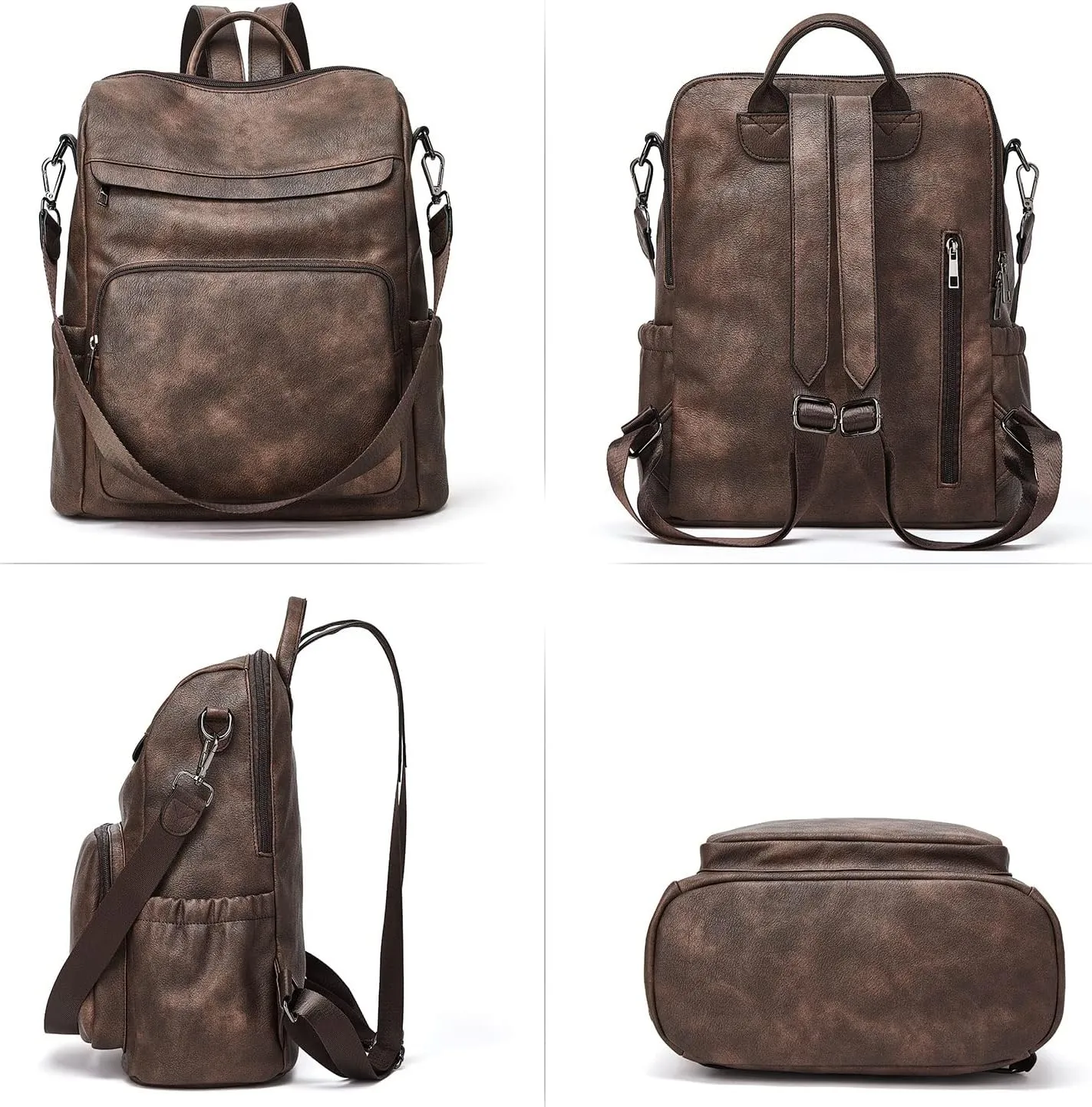 Backpack Purse for Women Leather Convertible Travel Backpack Fashion Designer Large Shoulder Bags
