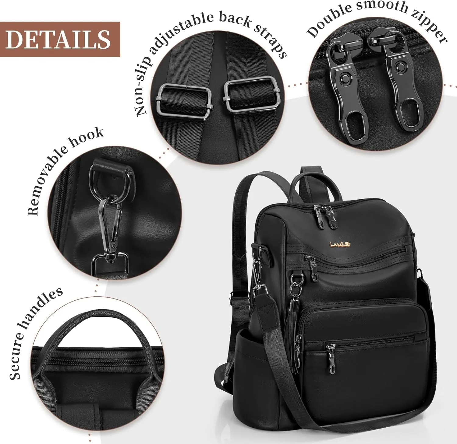 Backpack Purse for Women Travel Convertible Shoulder Tassel Bag Ladies Work Travel Handbags