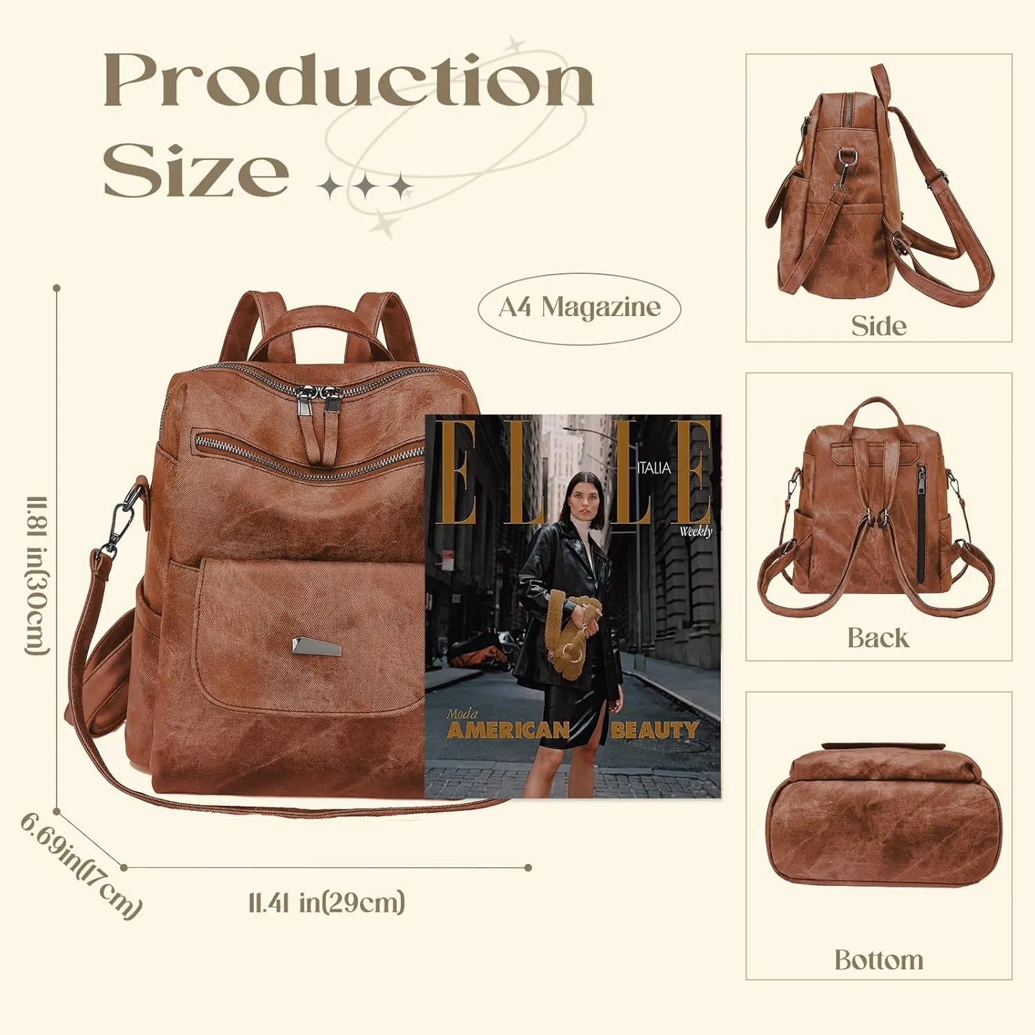 Backpack Purse for Women, Women Backpack Purse Small Leather Waterproof Anti-theft Shoulder Bags Handbags Ladies