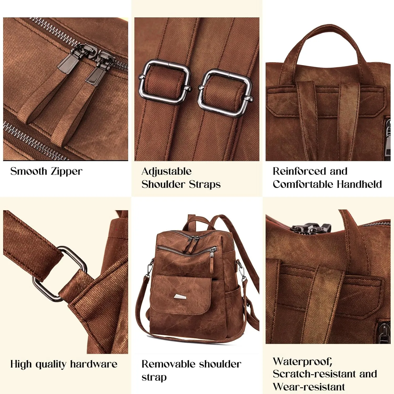 Backpack Purse for Women, Women Backpack Purse Small Leather Waterproof Anti-theft Shoulder Bags Handbags Ladies