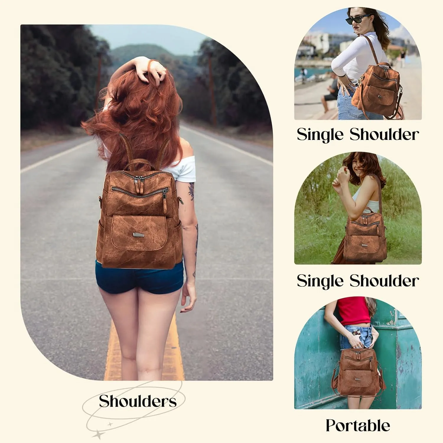 Backpack Purse for Women, Women Backpack Purse Small Leather Waterproof Anti-theft Shoulder Bags Handbags Ladies