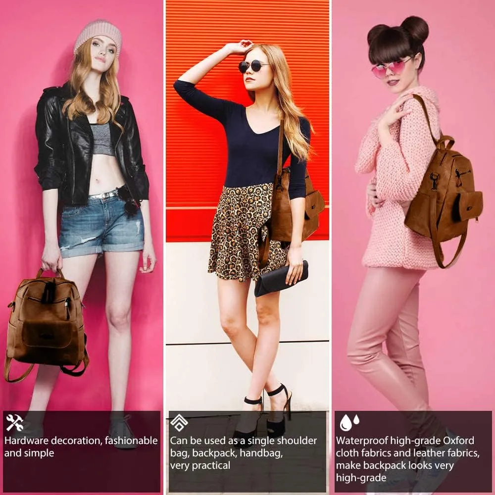 Backpack Purse for Women, Women Backpack Purse Small Leather Waterproof Anti-theft Shoulder Bags Handbags Ladies