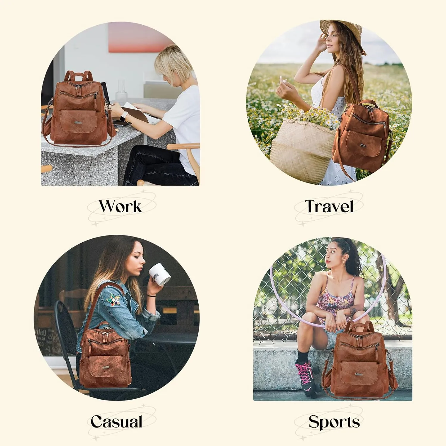 Backpack Purse for Women, Women Backpack Purse Small Leather Waterproof Anti-theft Shoulder Bags Handbags Ladies