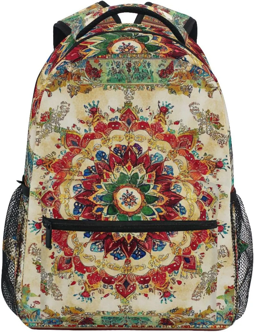 Backpacks for Women Men Waterproof Stylish Travel Bags with Chest Strap Gift Men & Women Bohemian Boho Vintage Mandala Style Flower