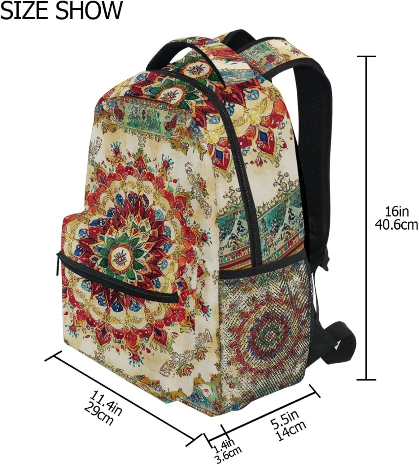 Backpacks for Women Men Waterproof Stylish Travel Bags with Chest Strap Gift Men & Women Bohemian Boho Vintage Mandala Style Flower