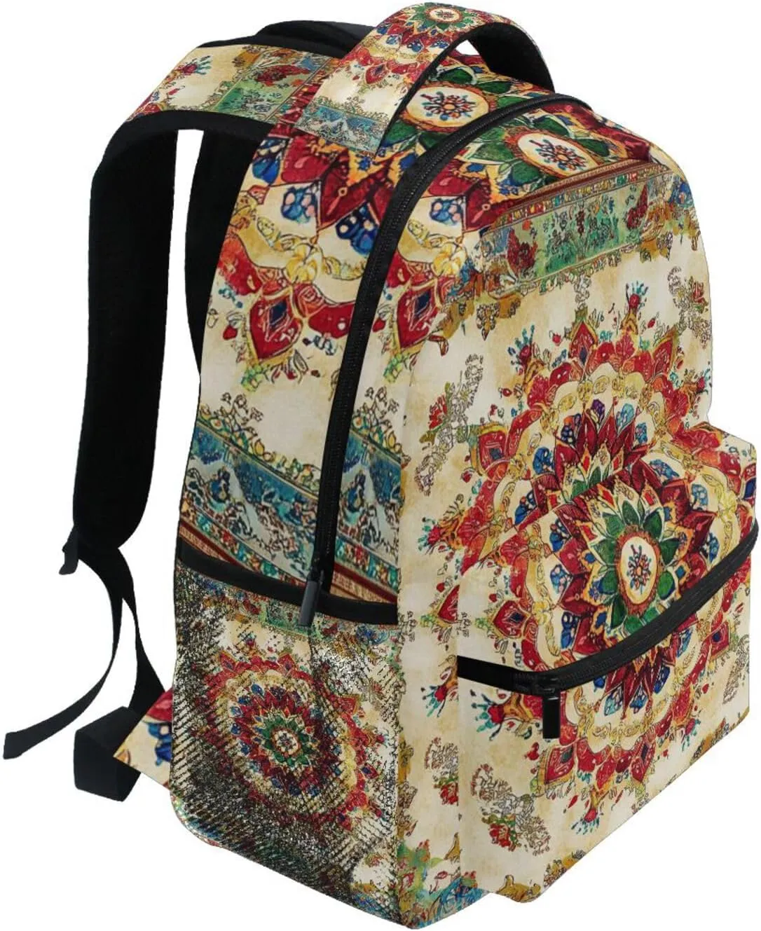 Backpacks for Women Men Waterproof Stylish Travel Bags with Chest Strap Gift Men & Women Bohemian Boho Vintage Mandala Style Flower