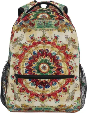 Backpacks for Women Men Waterproof Stylish Travel Bags with Chest Strap Gift Men & Women Bohemian Boho Vintage Mandala Style Flower