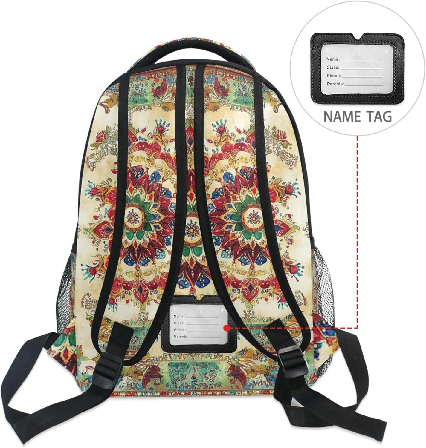 Backpacks for Women Men Waterproof Stylish Travel Bags with Chest Strap Gift Men & Women Bohemian Boho Vintage Mandala Style Flower
