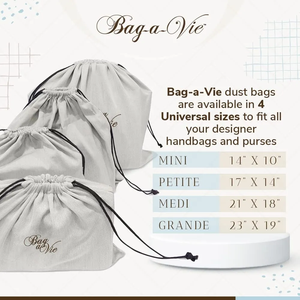 Bag-a-Vie Canvas Dust Bags - Handbag Closet & Travel Storage Organizer, Grande (23"x19")