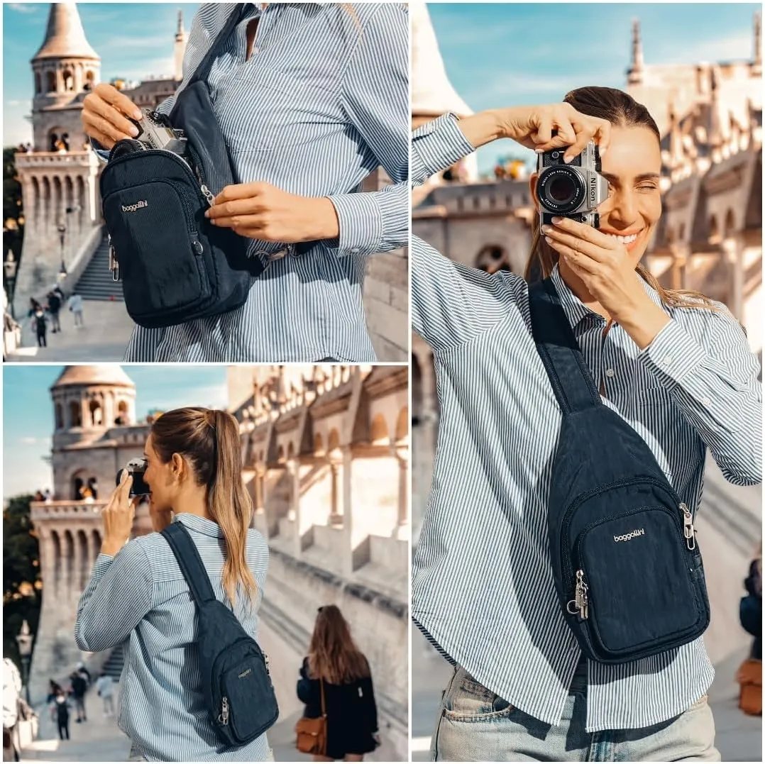Baggallini Anti-Theft Daytripper Sling 7x12 Crossbody Travel Safe Bag W/Securtex Locking Zippers, Slash-Resistant & RFID