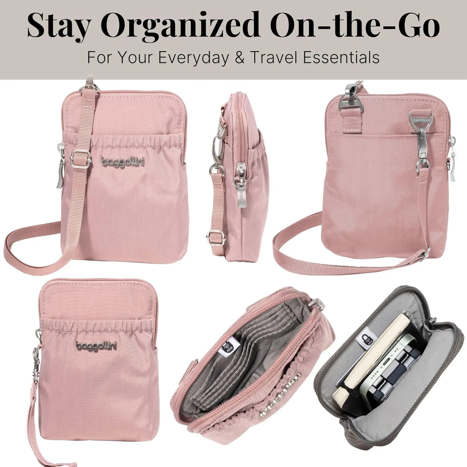 Baggallini Bryant Pouch Small Crossbody Bag for Women - Phone Purse with Crossbody Strap - Lightweight Crossbody Pouch