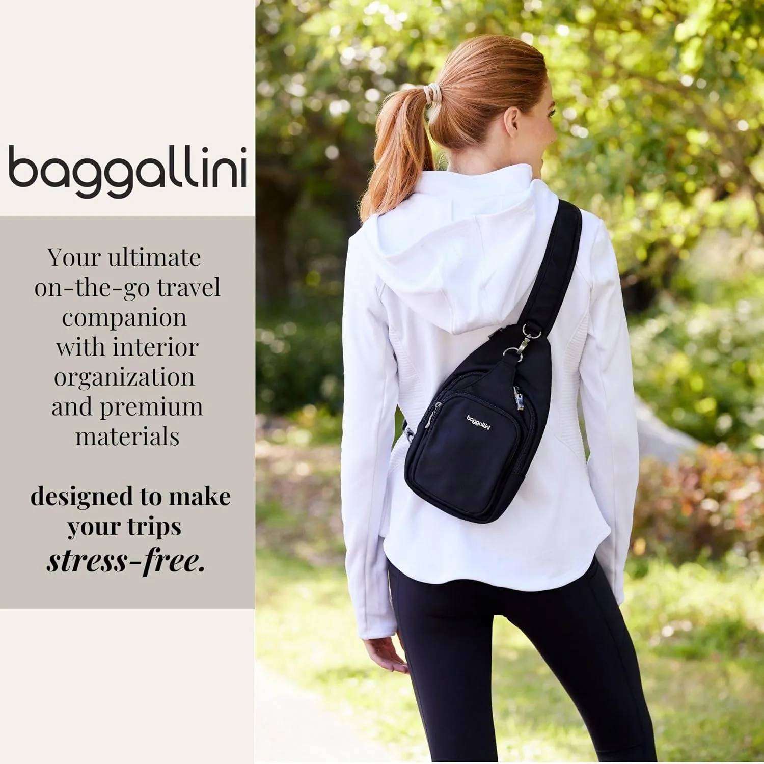 Baggallini Central Park Sling-12x7 Sling Crossbody Bag with Convertible Adjustable Shoulder Strap
