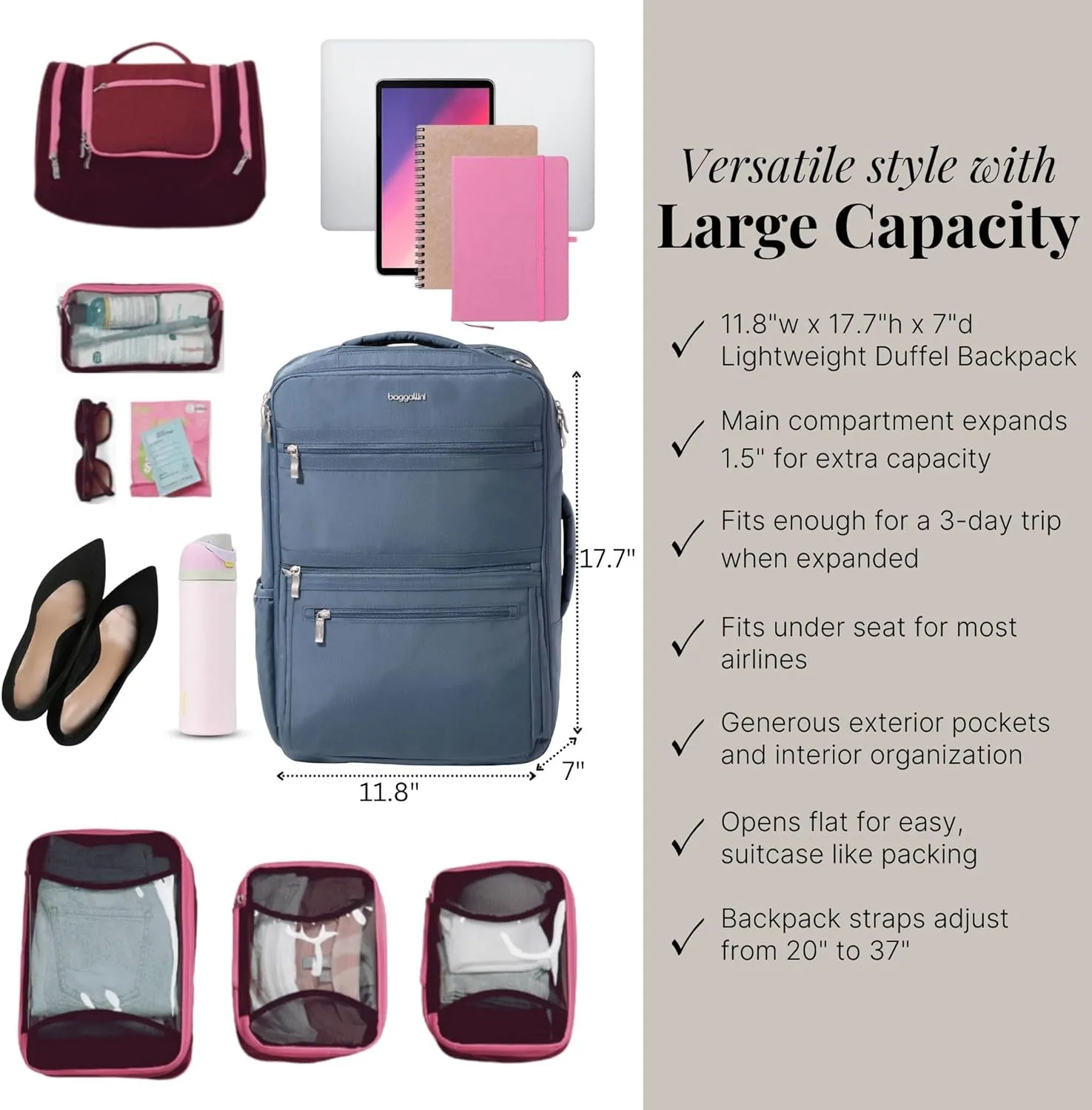 Baggallini Modern Convertible Travel Backpack