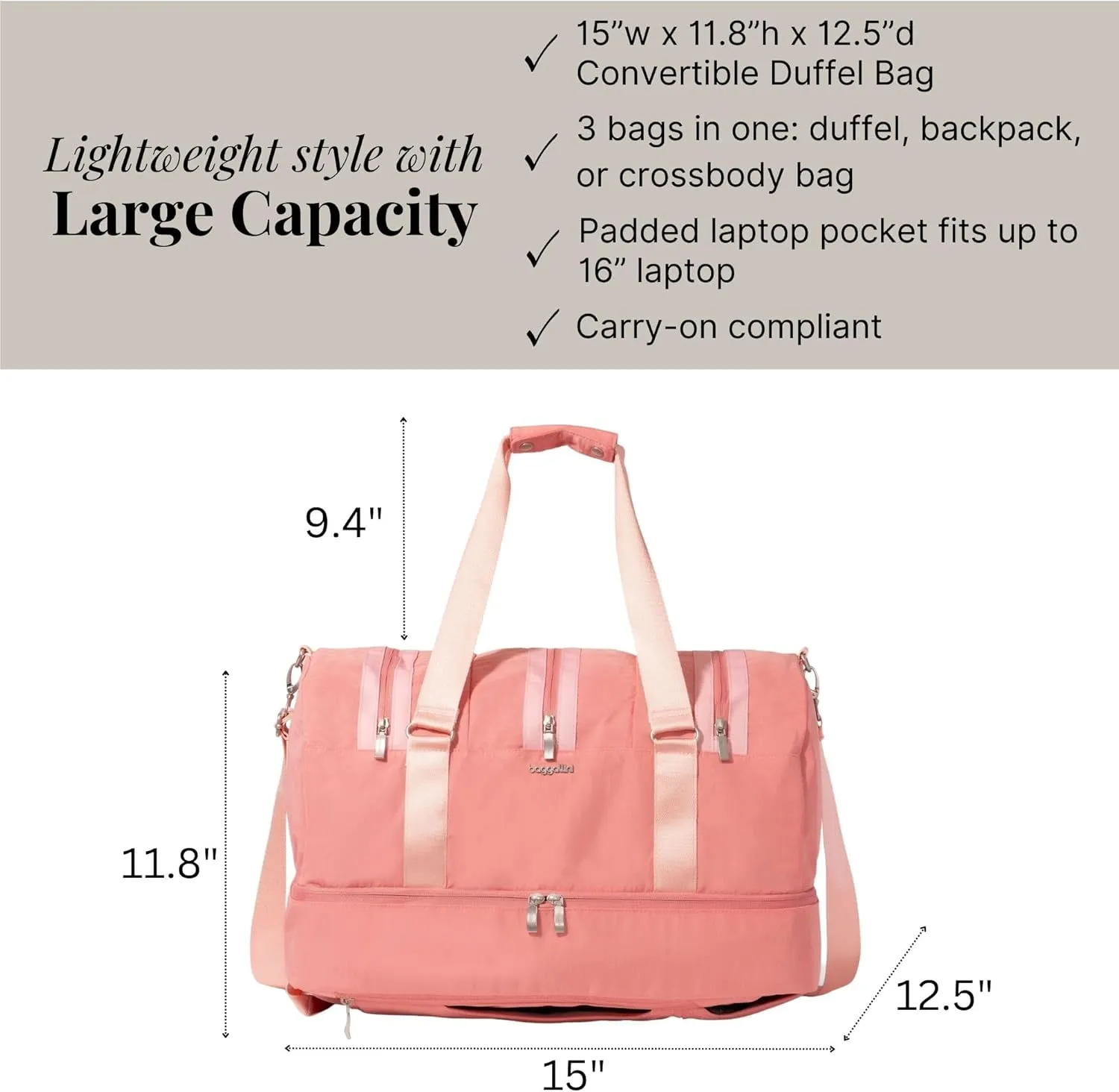 Baggallini Multizip Convertible Duffel