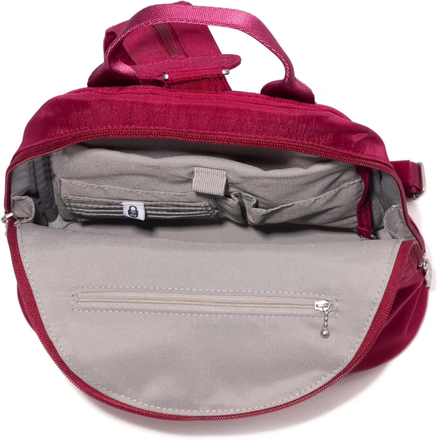 Baggallini Naples Convertible Small Daypack Sling Crossbody, Beet Red