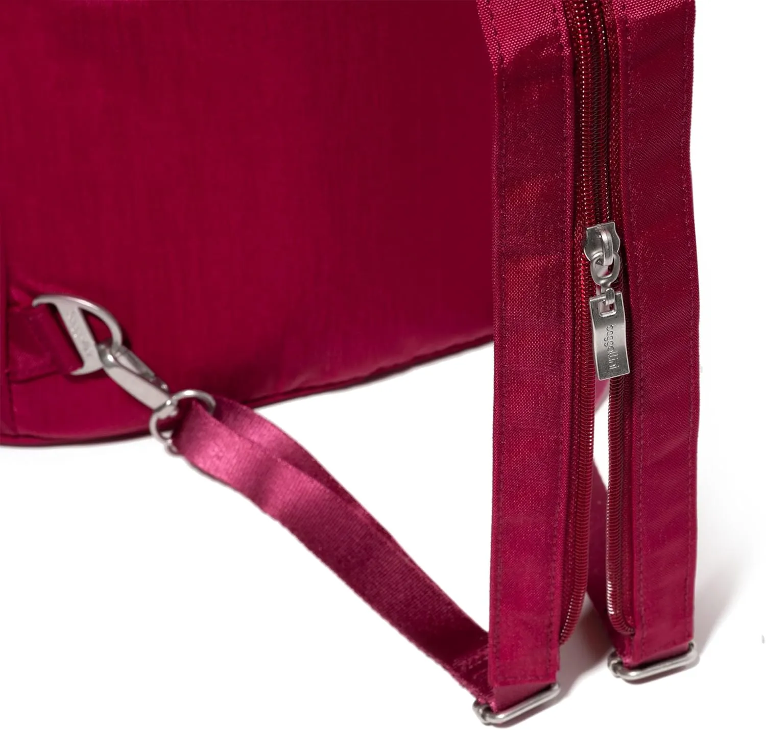 Baggallini Naples Convertible Small Daypack Sling Crossbody, Beet Red