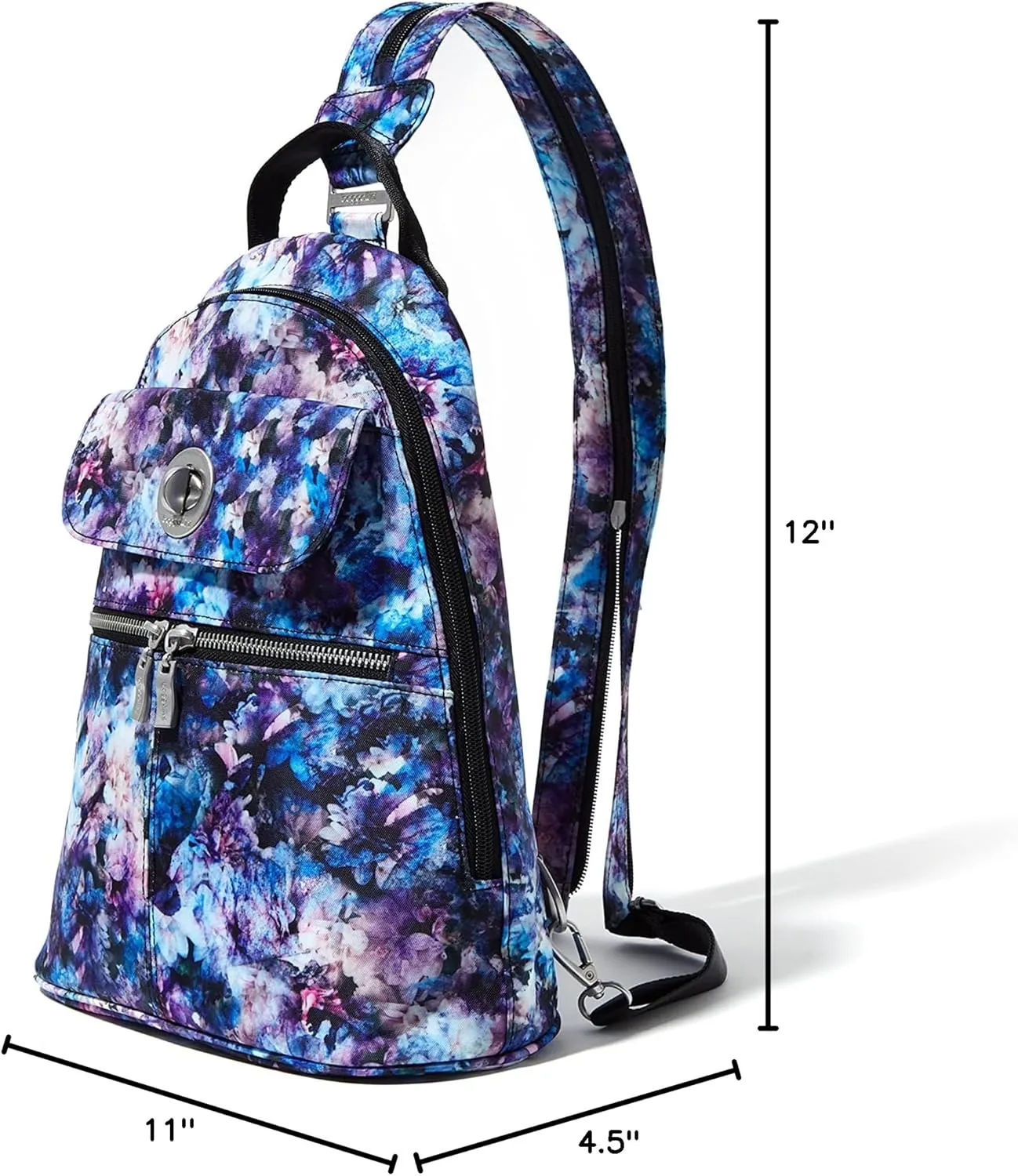 Baggallini Naples Convertible Small Daypack Sling Crossbody, Black Opal
