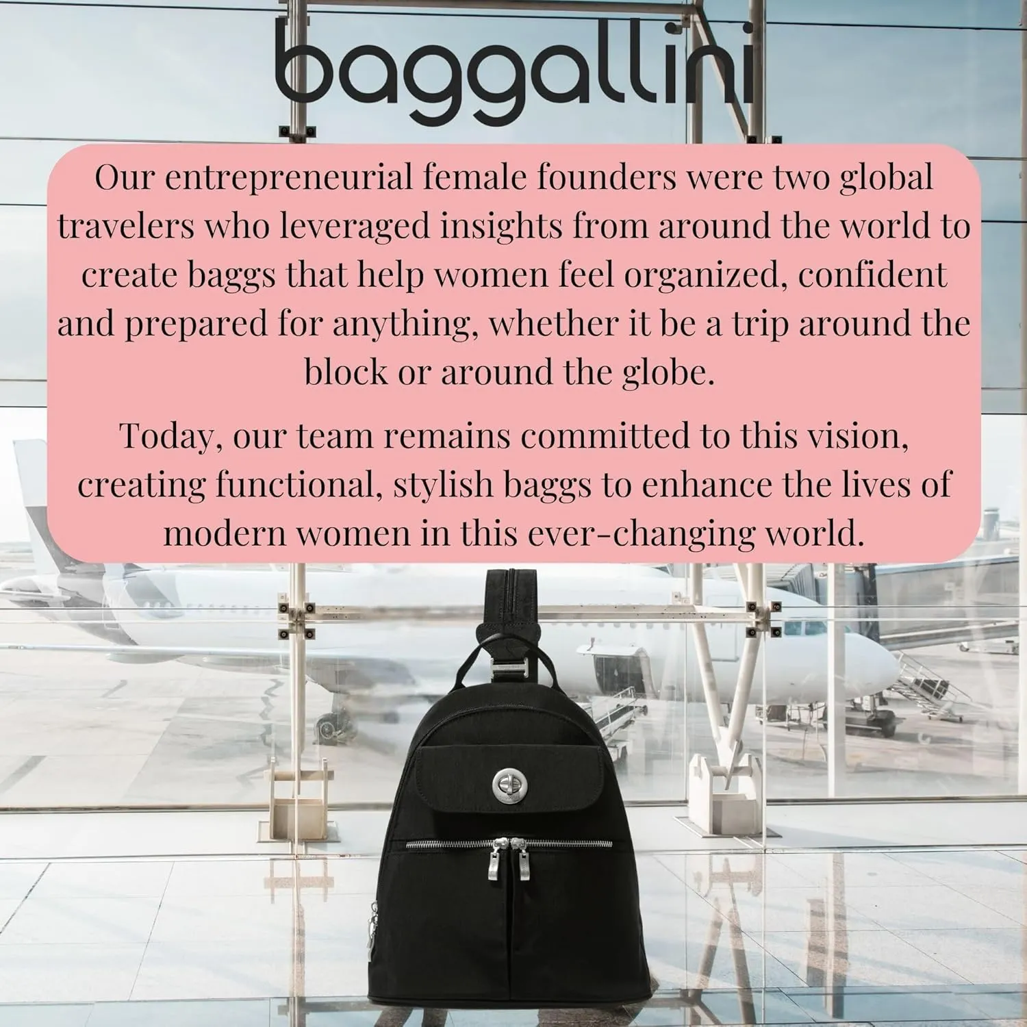 Baggallini Naples Convertible Small Daypack Sling Crossbody, Black