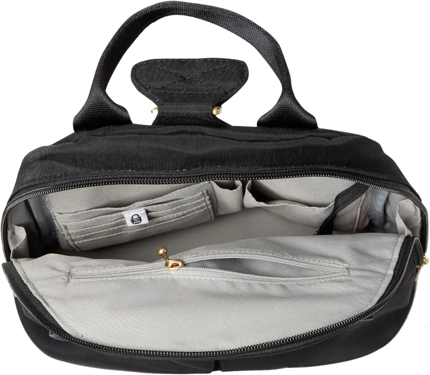 Baggallini Naples Convertible Small Daypack Sling Crossbody, Black/Gold Hardware