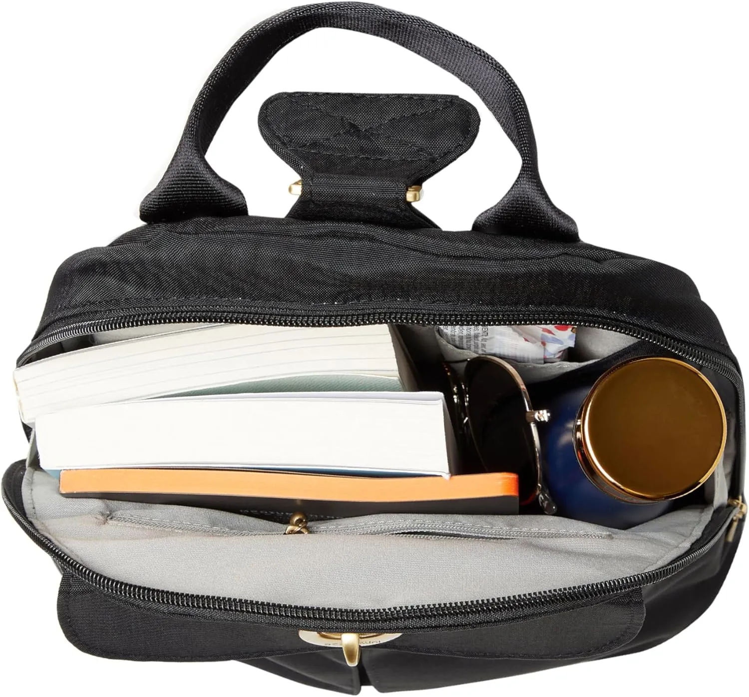 Baggallini Naples Convertible Small Daypack Sling Crossbody, Black/Gold Hardware