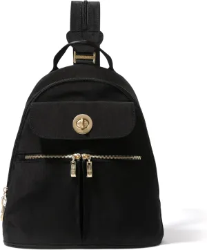 Baggallini Naples Convertible Small Daypack Sling Crossbody, Black/Gold Hardware