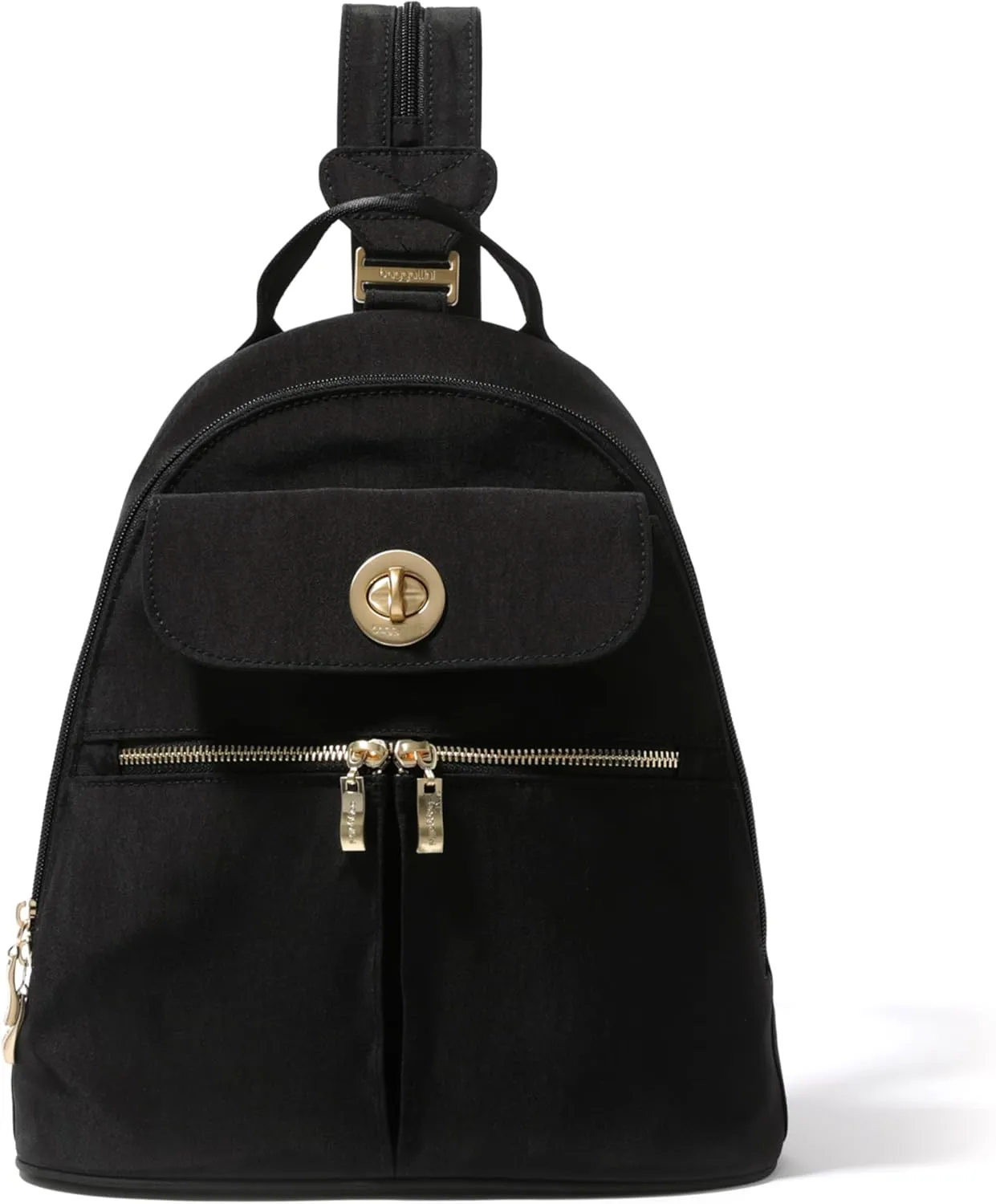 Baggallini Naples Convertible Small Daypack Sling Crossbody, Black/Gold Hardware