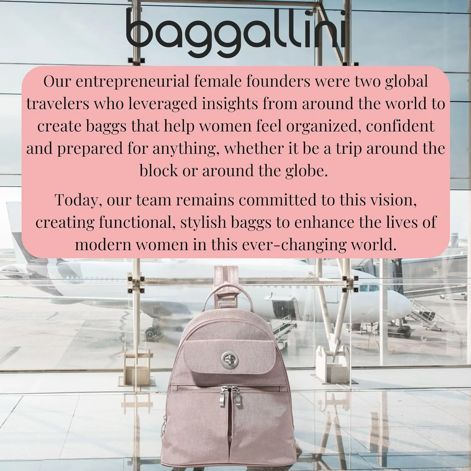 Baggallini Naples Convertible Small Daypack Sling Crossbody, Blush Shimmer