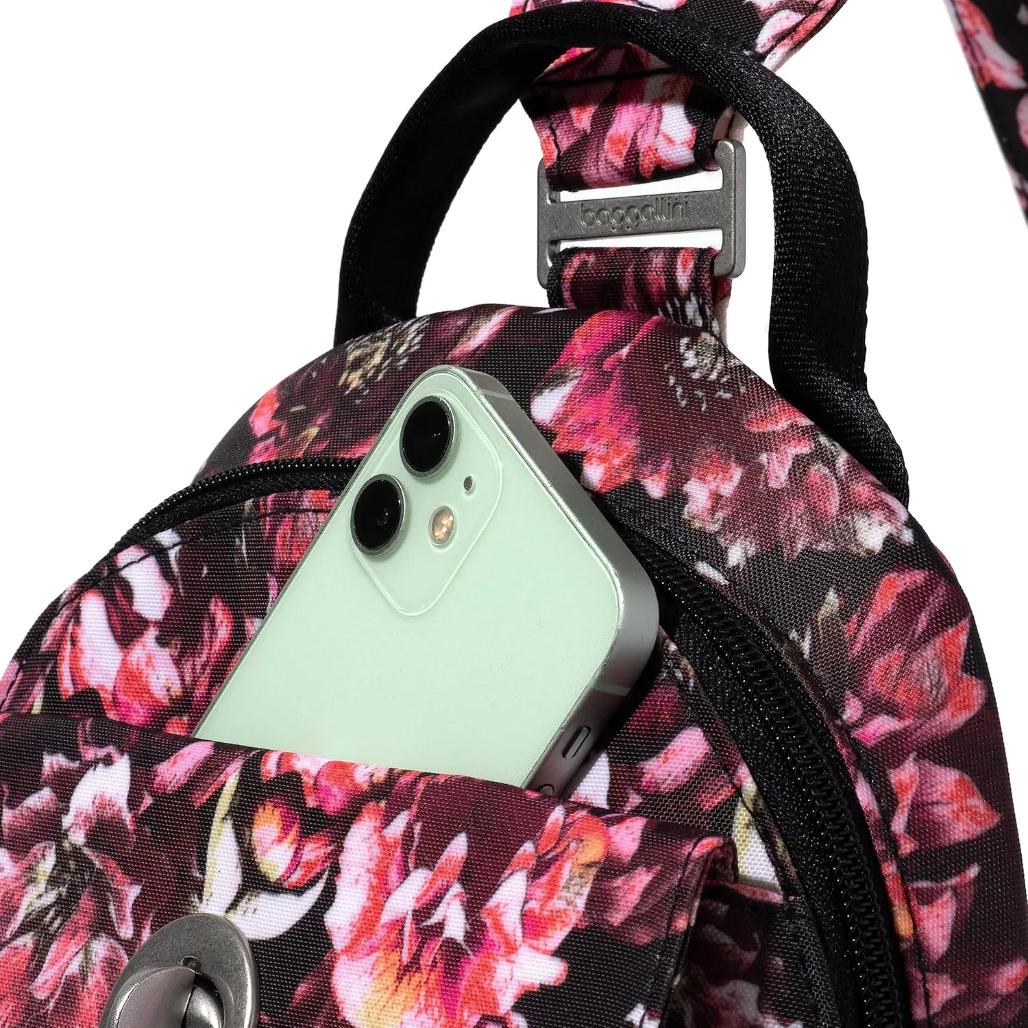 Baggallini Naples Convertible Small Daypack Sling Crossbody, Peony Bloom