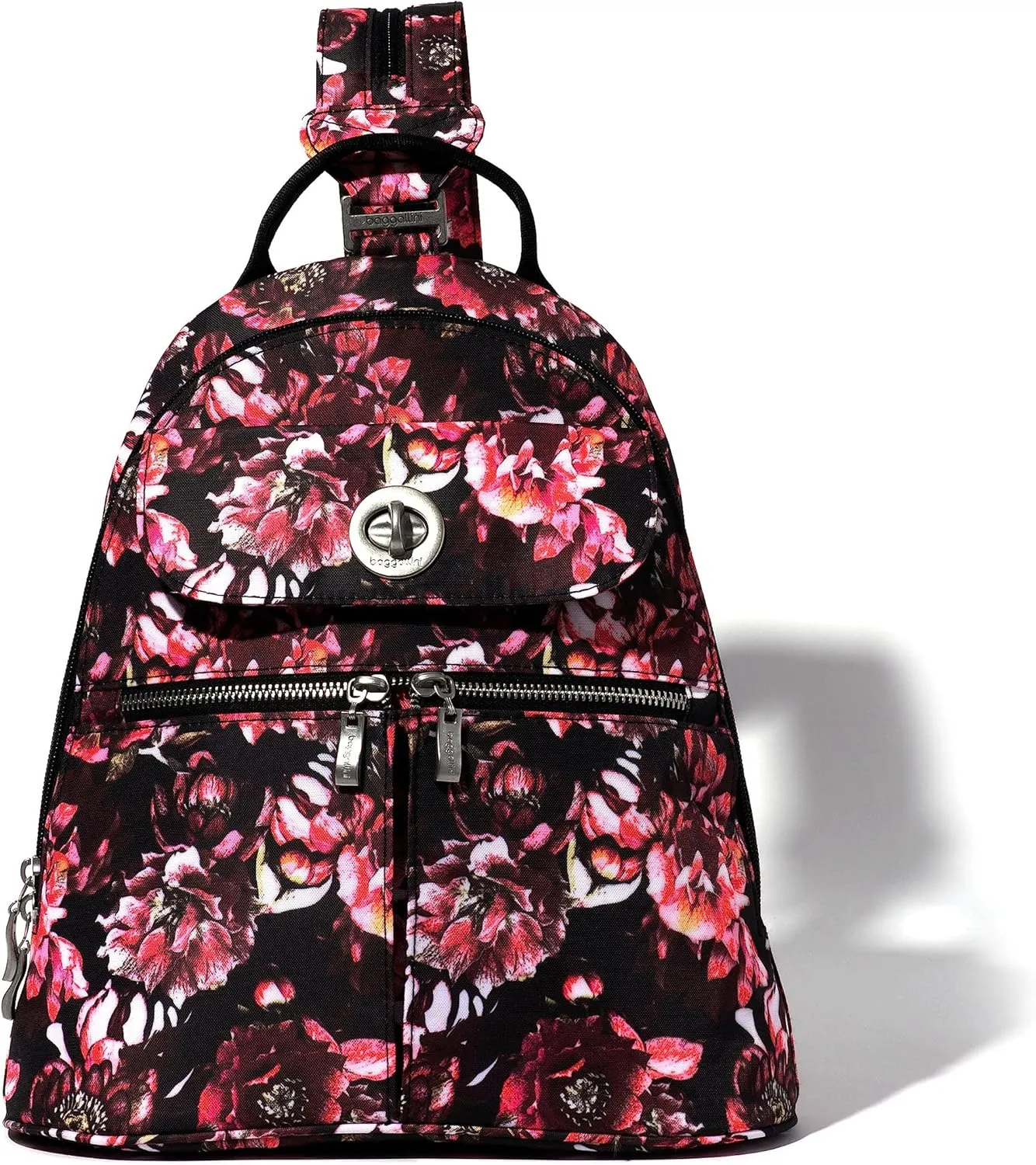 Baggallini Naples Convertible Small Daypack Sling Crossbody, Peony Bloom