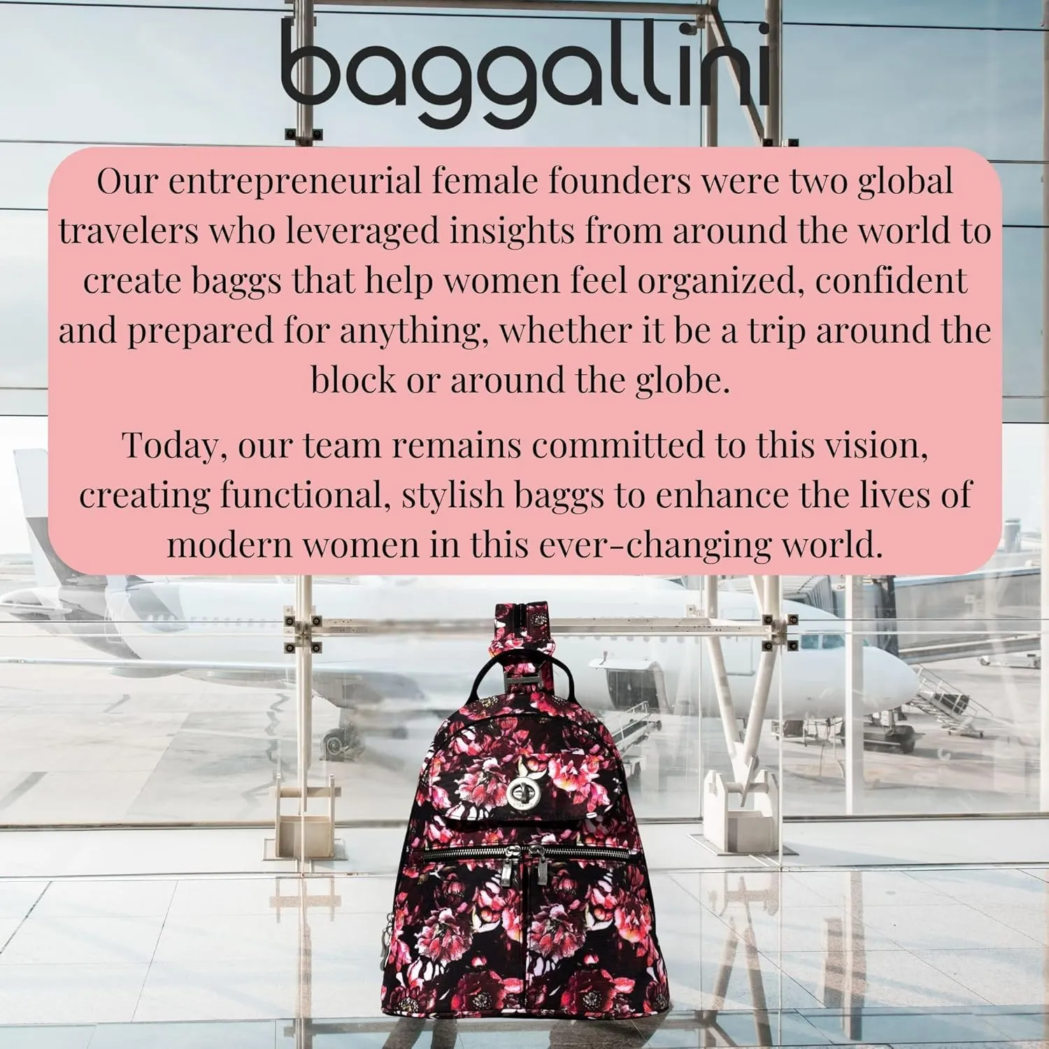 Baggallini Naples Convertible Small Daypack Sling Crossbody, Peony Bloom