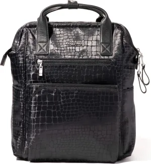 Baggallini Soho Backpack - Travel Laptop Backpack for Women - Lightweight Water-Resistant Luggage Bag, Black Croc Jacquard