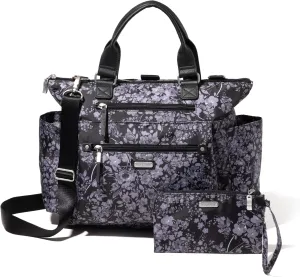 Baggallini Womens 3-in-1 Convertible Backpack, Black Hydrangea, One Size US
