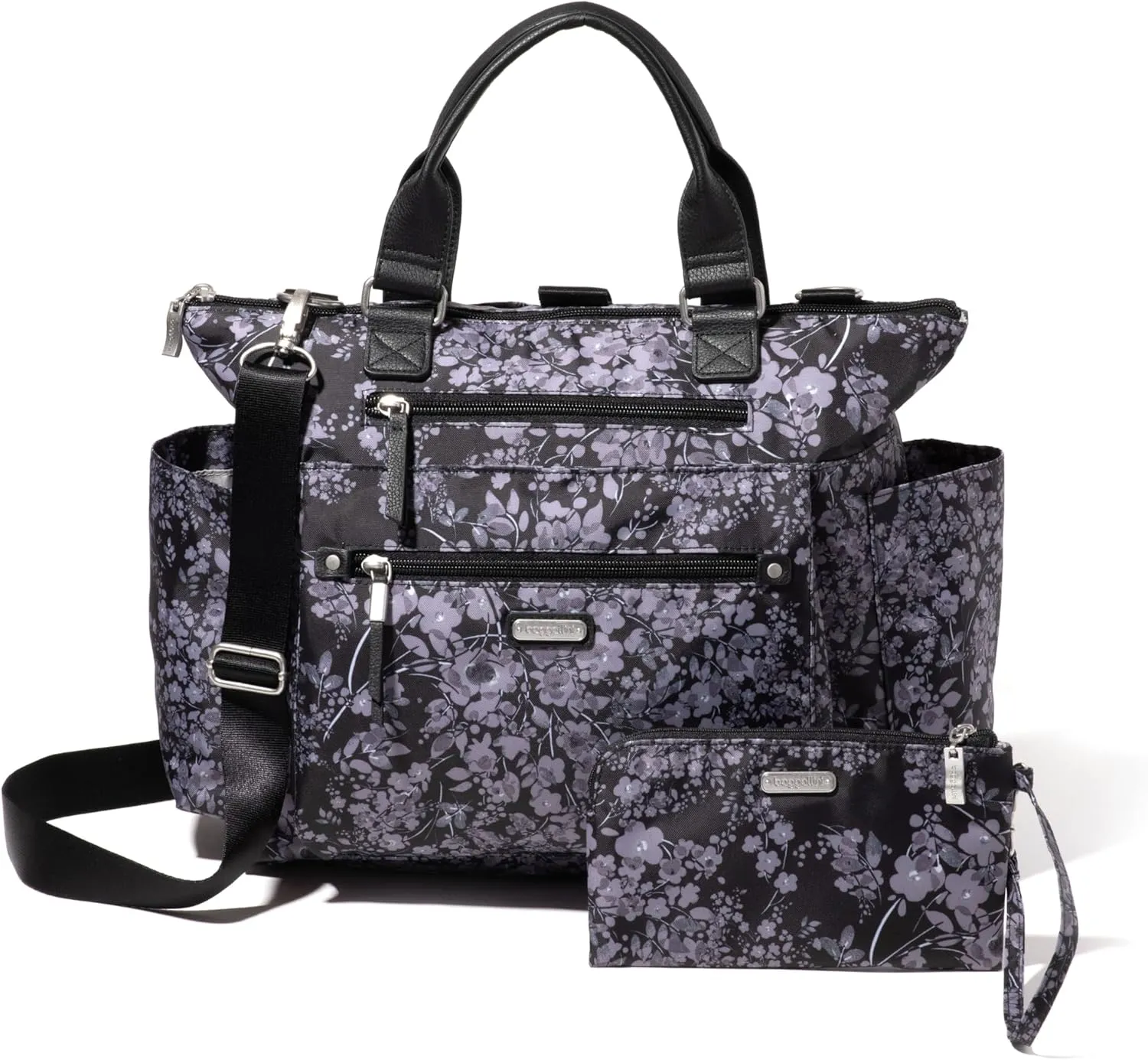 Baggallini Womens 3-in-1 Convertible Backpack, Black Hydrangea, One Size US