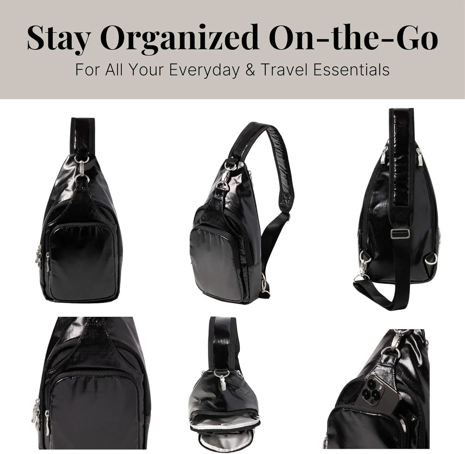 Baggallini Women's Central Park Sling 12"x7" Crossbody Bag W/Convertible Adjustable Shoulder Strap