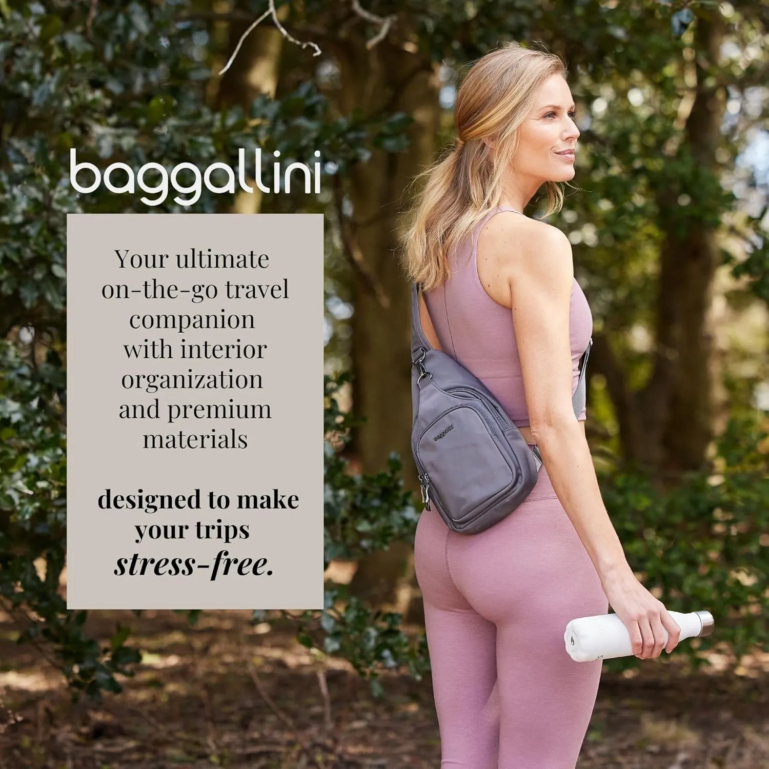 Baggallini Women's Central Park Sling 12"x7" Crossbody Bag W/Convertible Adjustable Shoulder Strap