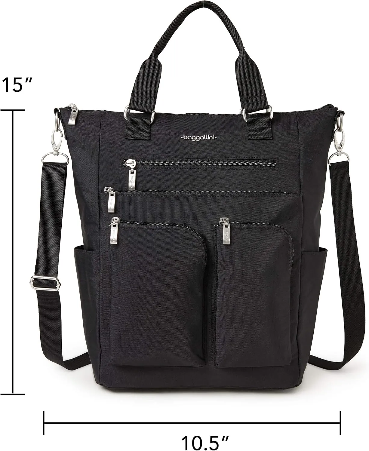 Baggallini womens Legacy 3-in-1 All set 3 in 1 Backpack, Black, One Size US