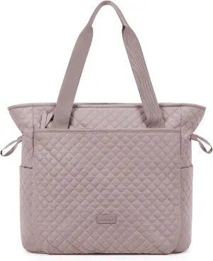 BAGSMART 25L Quilted Tote Bag Large Shoulder Bag with Top Handle for Women, Machine Washable Work Travel Handbag