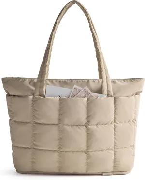 BAGSMART Expandable Tote Bag for Women, Zipper Puffer Work Tote with Water-Resistant Quilted, Nurse and Carry-On Travel Bag