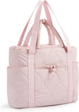 BAGSMART Puffer Tote Bag for Women, Quilted Travel Top Handle, Large Lightweight Shoulder Handbags with Zipper