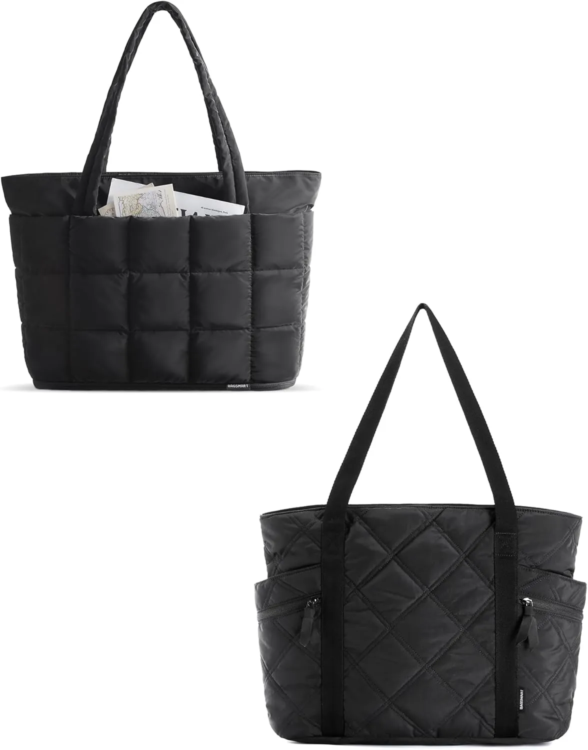 BAGSMART Puffer Tote Bag for Women, Travel Essentials Quilted Nurse Travel Hospital Bag