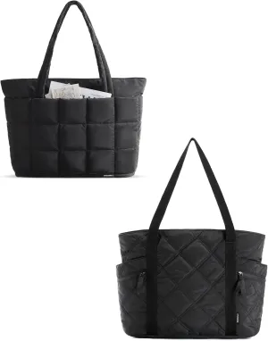 BAGSMART Puffer Tote Bag for Women, Travel Essentials Quilted Nurse Travel Hospital Bag
