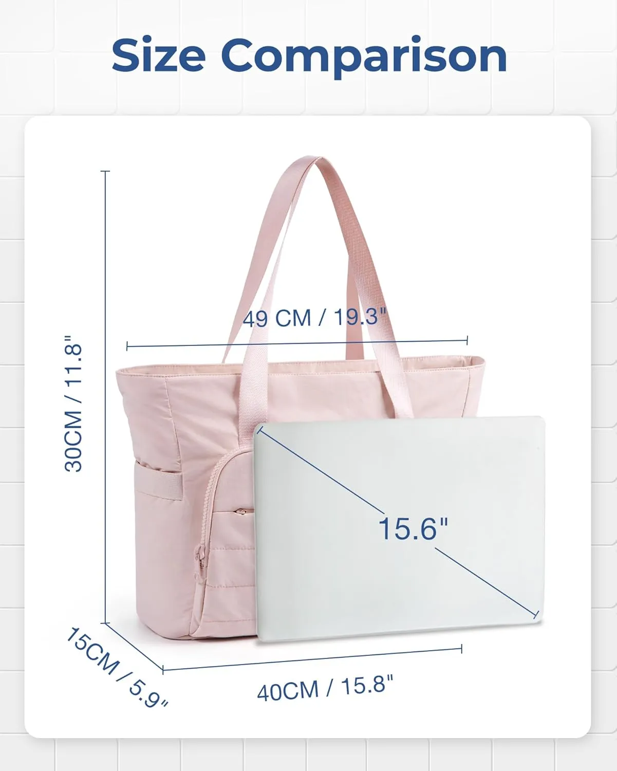 BAGSMART Quilted Tote Bag with Compartments and Yoga Mat Strap, Lightweight Large Shoulder Bag for Travel Work Gym