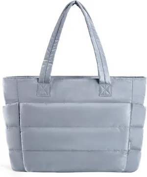 BAGSMART Tote Bag for Women, Lightweight Puffy Tote Bag with Compartments, Quilted Shoulder Bag Handbag for Travel, Work