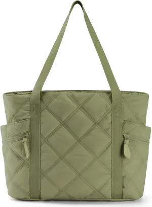 BAGSMART Tote Bag for Women, Puffer Work Tote with Zipper, Travel Essentials Quilted Nurse Travel Hospital Bag