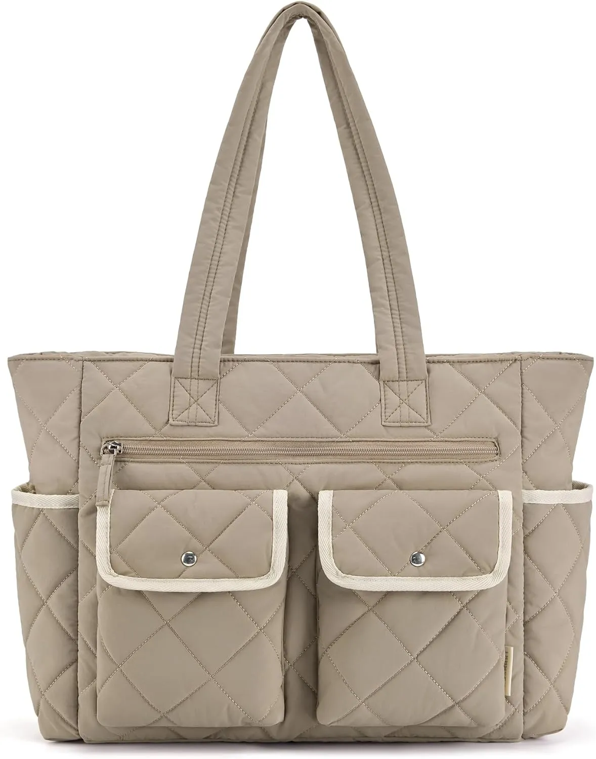 BAGSMART Tote Bag for Women, Tote Bag for Travel with Pocket, Large Puffy Quilted Shoulder Bag Handbag for Travel, Work, Gym