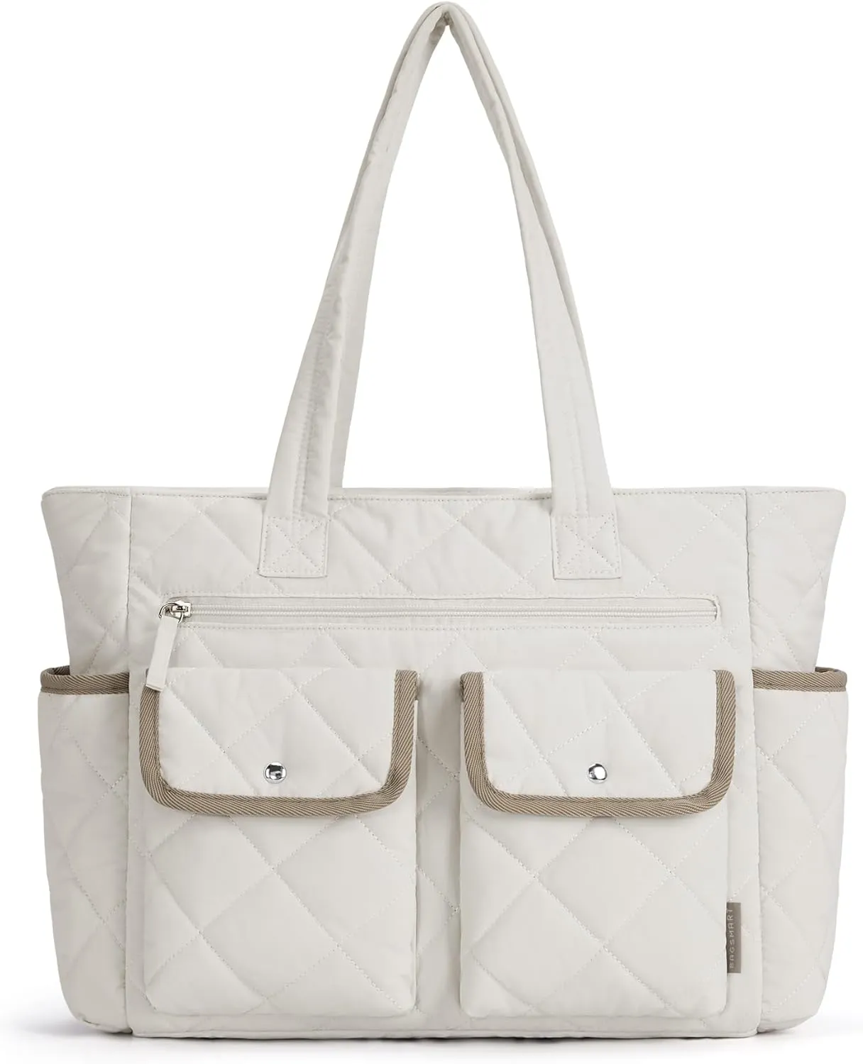 BAGSMART Tote Bag for Women, Tote Bag for Travel with Pocket, Large Puffy Quilted Shoulder Bag Handbag for Travel, Work, Gym