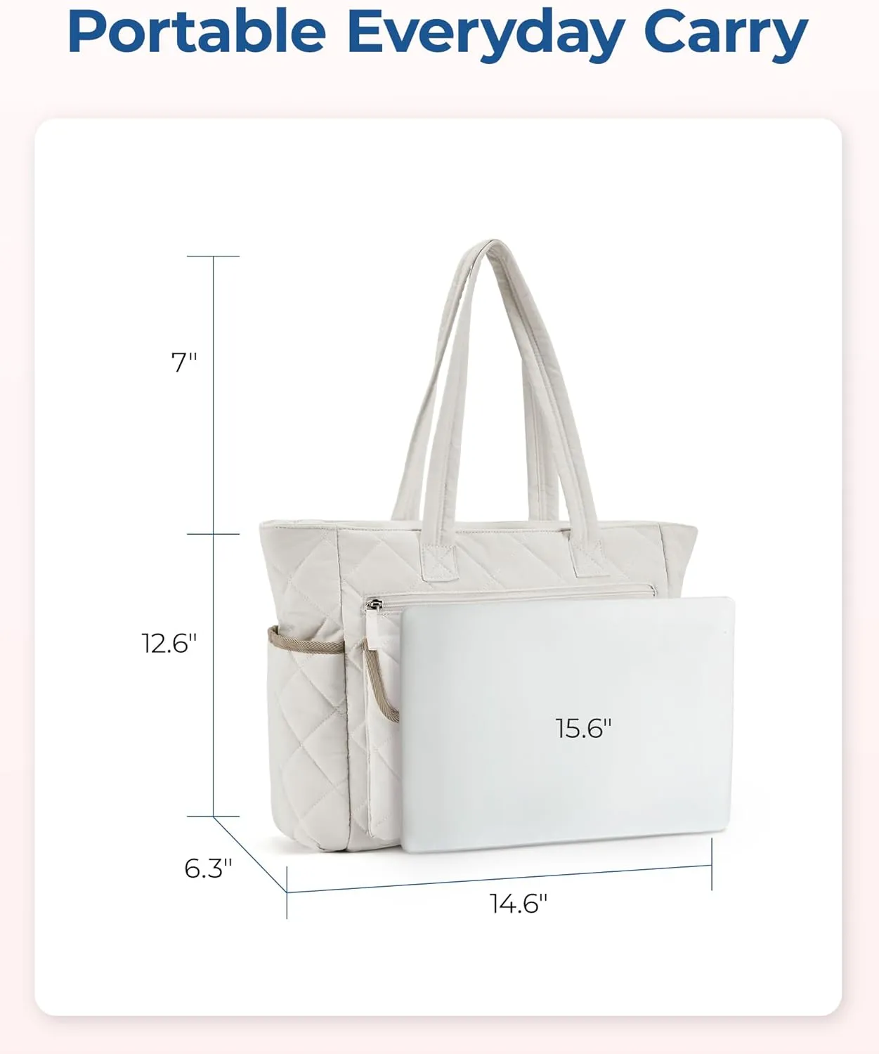 BAGSMART Tote Bag for Women, Tote Bag for Travel with Pocket, Large Puffy Quilted Shoulder Bag Handbag for Travel, Work, Gym