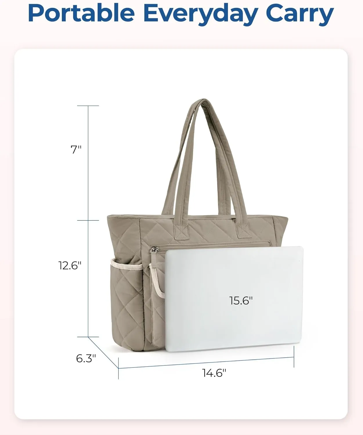 BAGSMART Tote Bag for Women, Tote Bag for Travel with Pocket, Large Puffy Quilted Shoulder Bag Handbag for Travel, Work, Gym