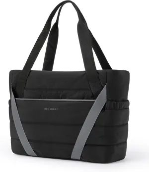 BAGSMART Tote Bag for Women with Zipper and Yoga Mat Straps for Travel Sport Work Quilted Tote