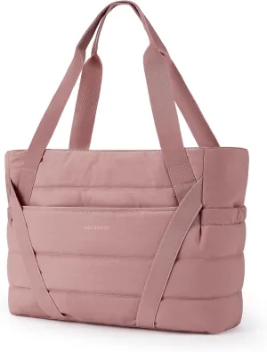 BAGSMART Tote Bag for Women with Zipper and Yoga Mat Straps for Travel Sport Work Quilted Tote